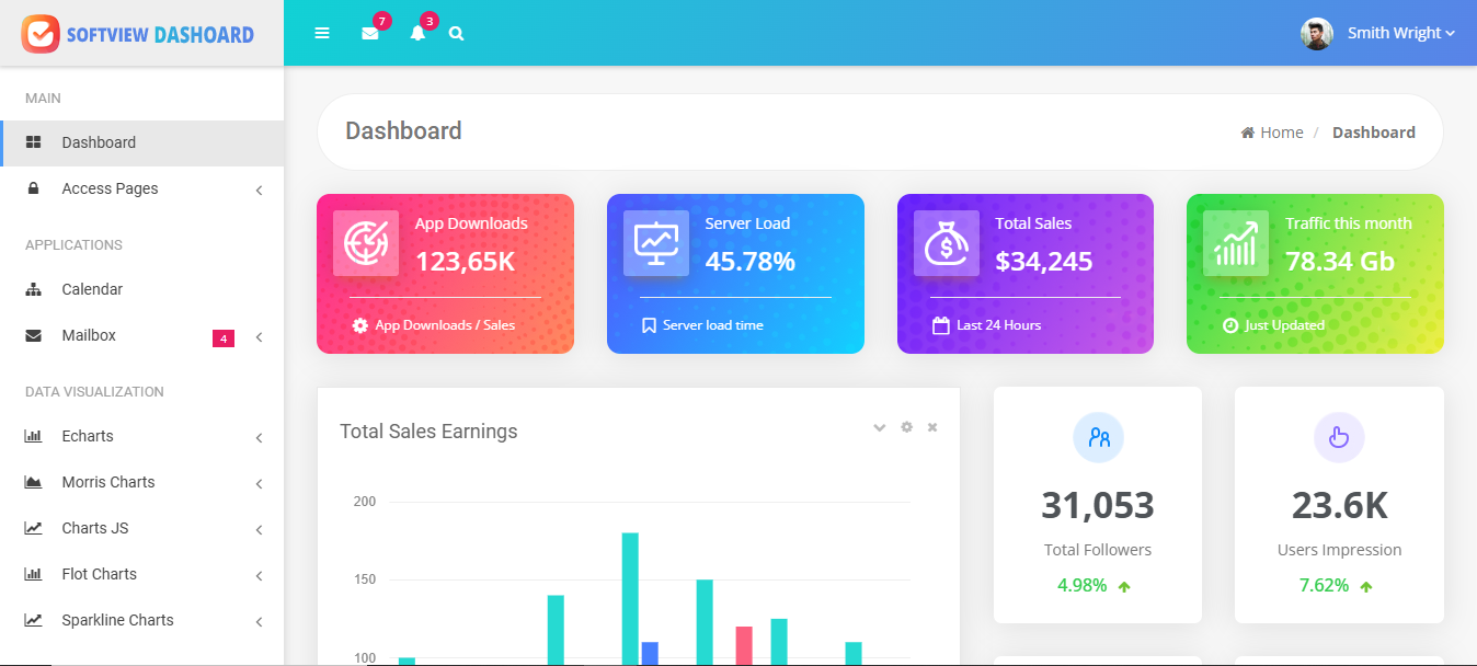 Softview Dash - Free Multipurpose Dashboard Bootstrap Template